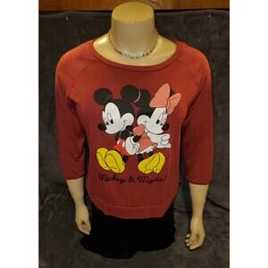 Disney maroon 3/4 sleeve T-Shirt Mickey and Minnie graphic  Size XXL 19 Juniors